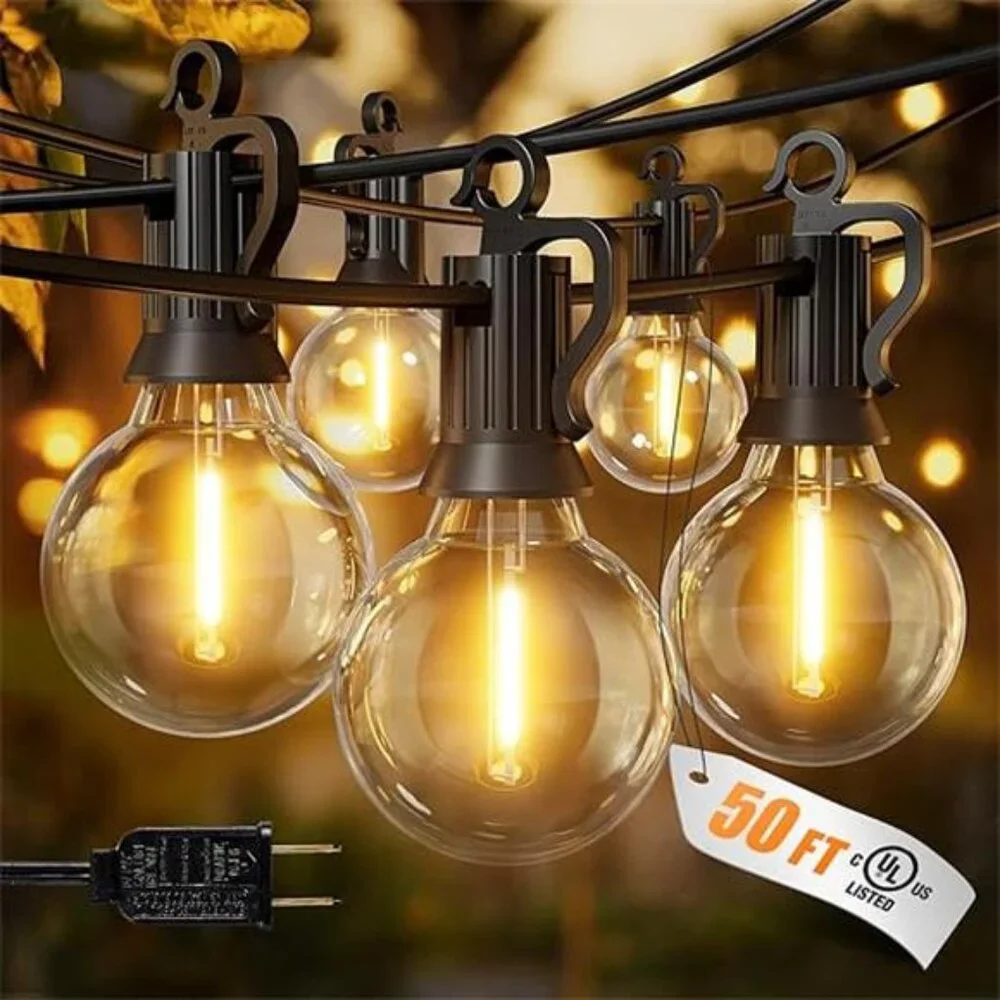 Brightown Outdoor String Lights, 50FT 25 G40 Bulbs Shatterproof Patio Lights